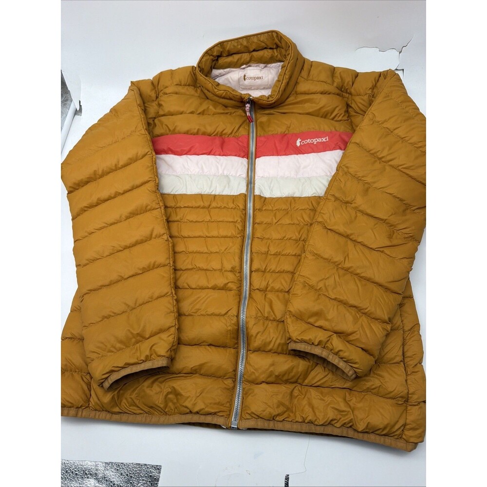Cotopaxi Fuego Down Jacket 800 Fill Count Women's size XL Amber Stripes Puffer